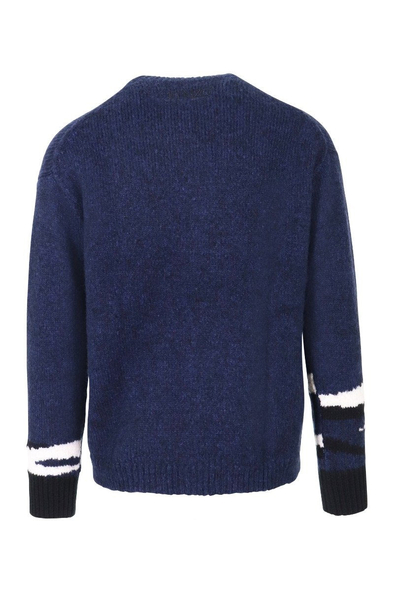 Tiger Head Sweater Men Fashion Kenzo Paris Polyamide Blend Long Sleeve Casual Stylish