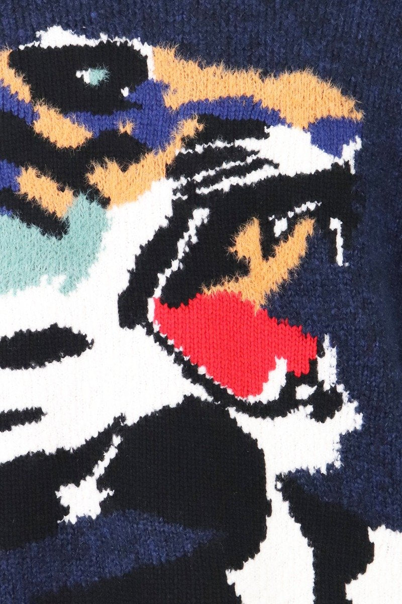 Tiger Head Sweater Men Fashion Kenzo Paris Polyamide Blend Long Sleeve Casual Stylish