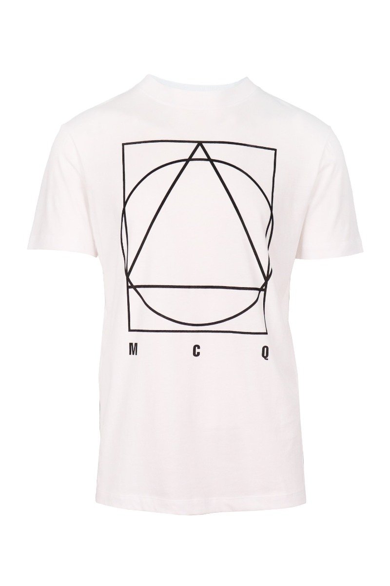 Glyph Icon Print T-Shirt Cotton Short Sleeves Top Casual Basic Menswear