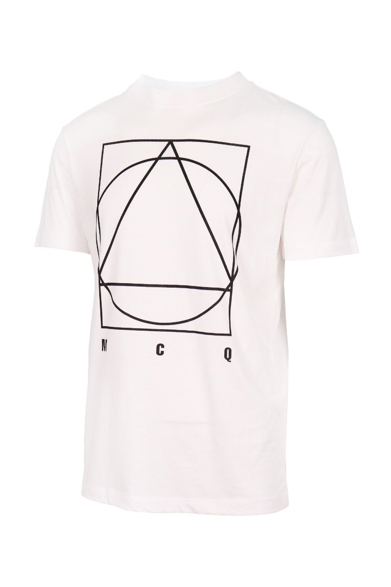 Glyph Icon Print T-Shirt Cotton Short Sleeves Top Casual Basic Menswear