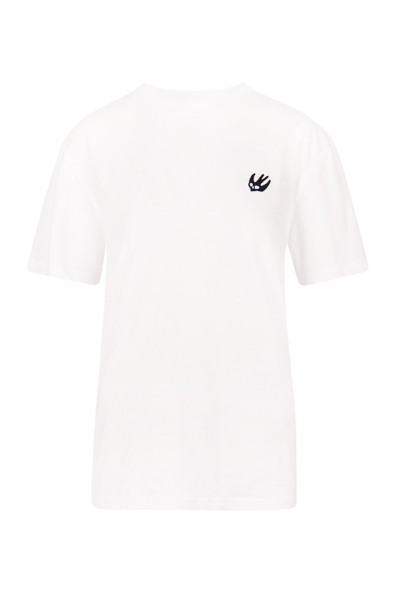 Swallow Badge T-Shirt Women Fashion MCQ Cotton Short Sleeve Casual Top Simple