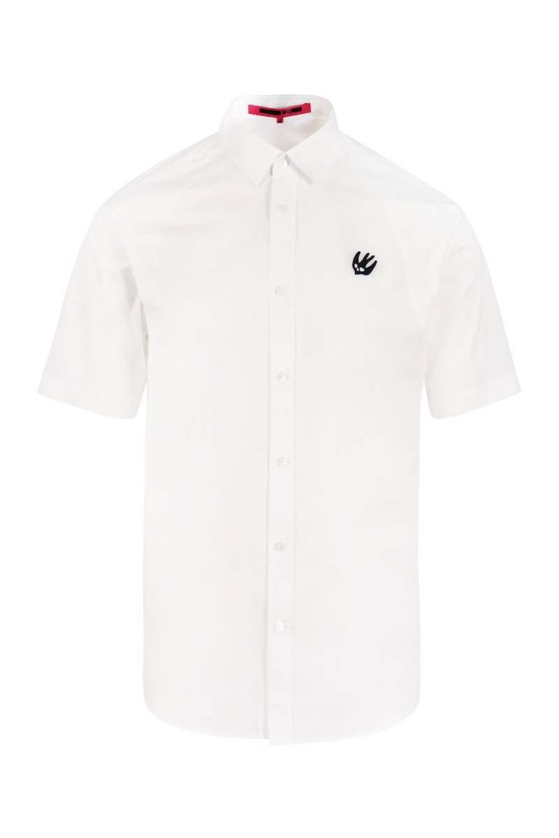 Short Sleeves Swallow Shirt Men Fashion MCQ Cotton Top Semi-formal Classic
