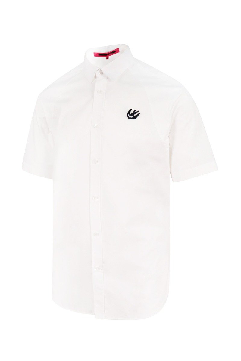Short Sleeves Swallow Shirt Men Fashion MCQ Cotton Top Semi-formal Classic