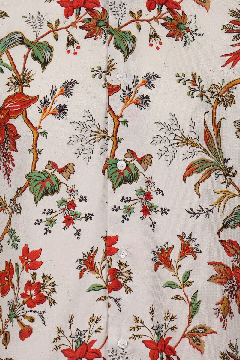 Floral Print Shirt Cotton Floral Print Shirt Short Sleeves Menswear 