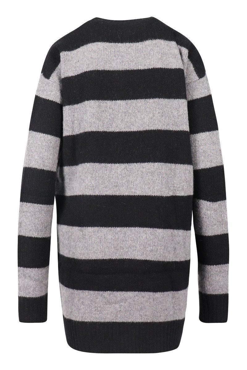 Swallow Knitted Dress Women Fashion MCQ Wool Long Sleeve Stripes Onepiece