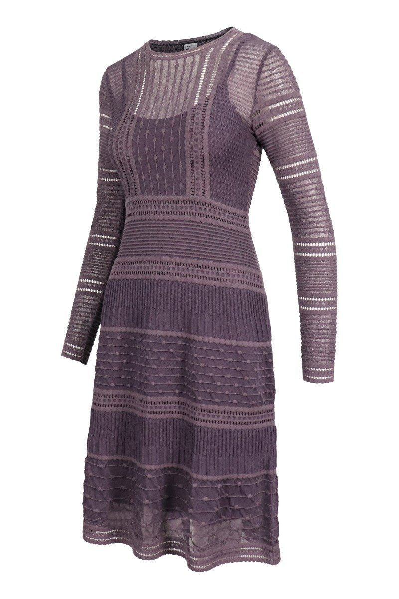 Long Sleeves Striped Dress Women Fashion M Missoni Cotton-Blend Long-Sleeve Onepiece Pattern Designer