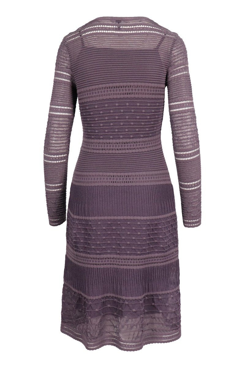 Long Sleeves Striped Dress Women Fashion M Missoni Cotton-Blend Long-Sleeve Onepiece Pattern Designer
