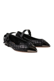 Rockstud Spike Ballerina Women Fashion Valentino Lambskin Leather Buckle Shoe Footwear