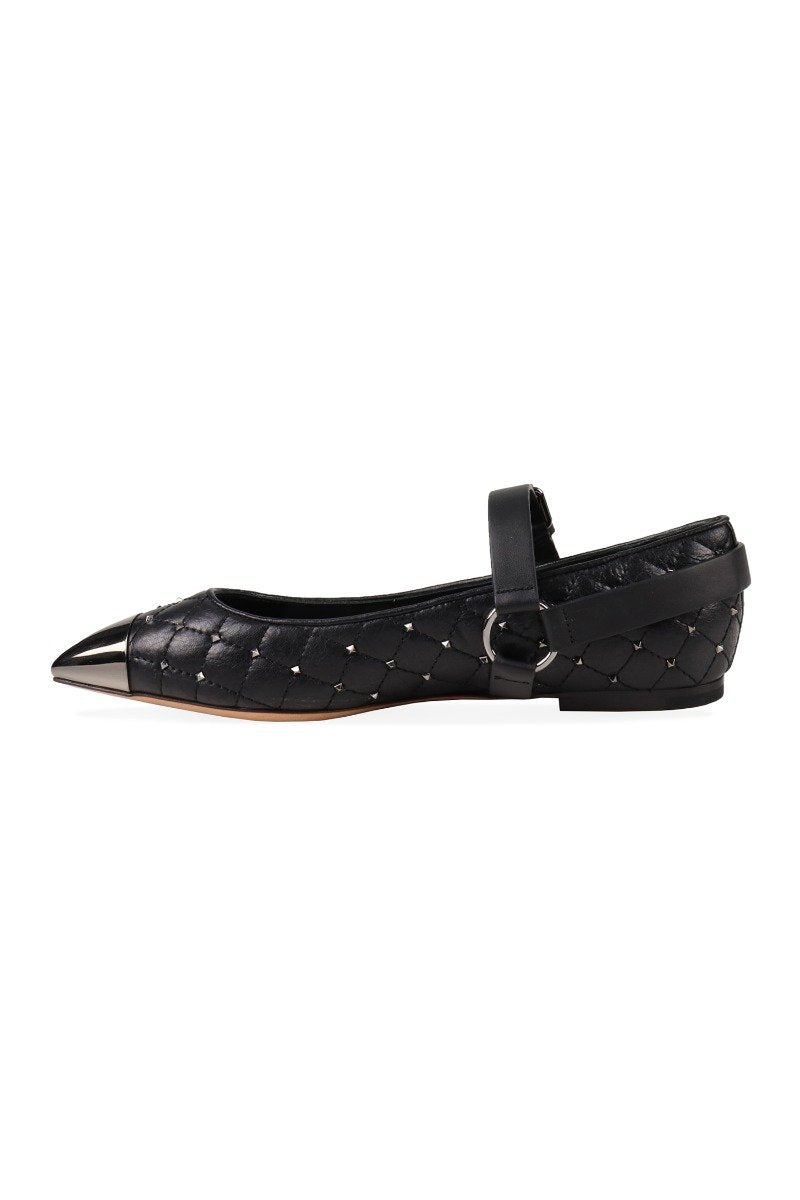 Rockstud Spike Ballerina Women Fashion Valentino Lambskin Leather Buckle Shoe Footwear