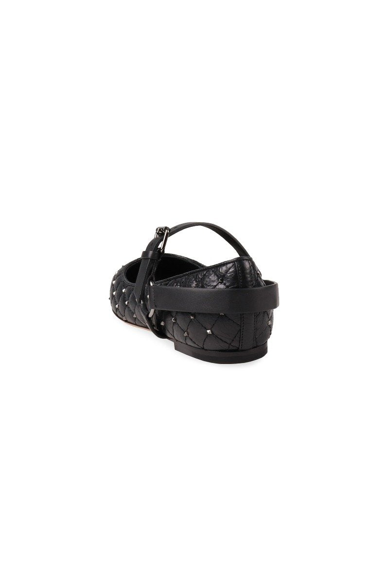 Rockstud Spike Ballerina Women Fashion Valentino Lambskin Leather Buckle Shoe Footwear