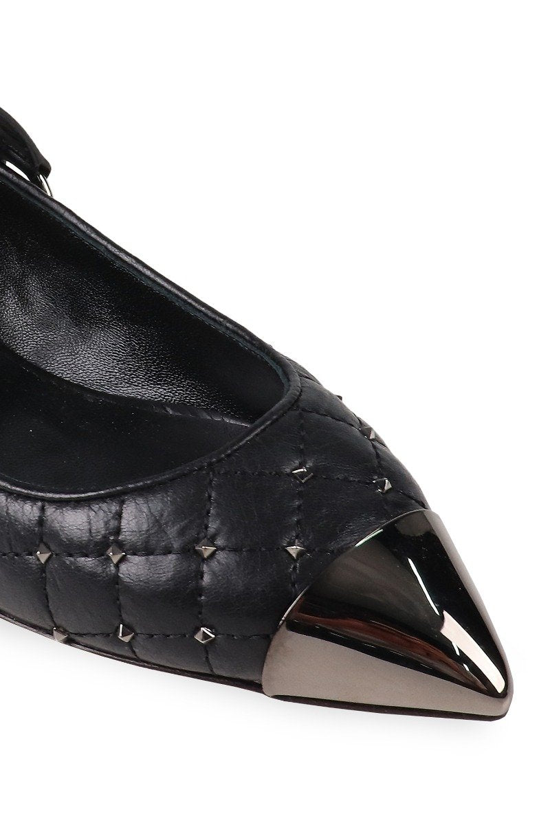 Rockstud Spike Ballerina Women Fashion Valentino Lambskin Leather Buckle Shoe Footwear