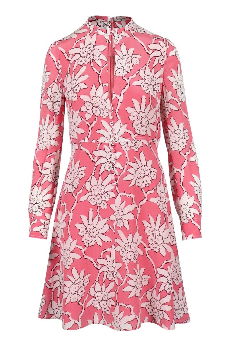 Flower Patterned Dress Valentino Dress Floral Prints Women Long Sleeves