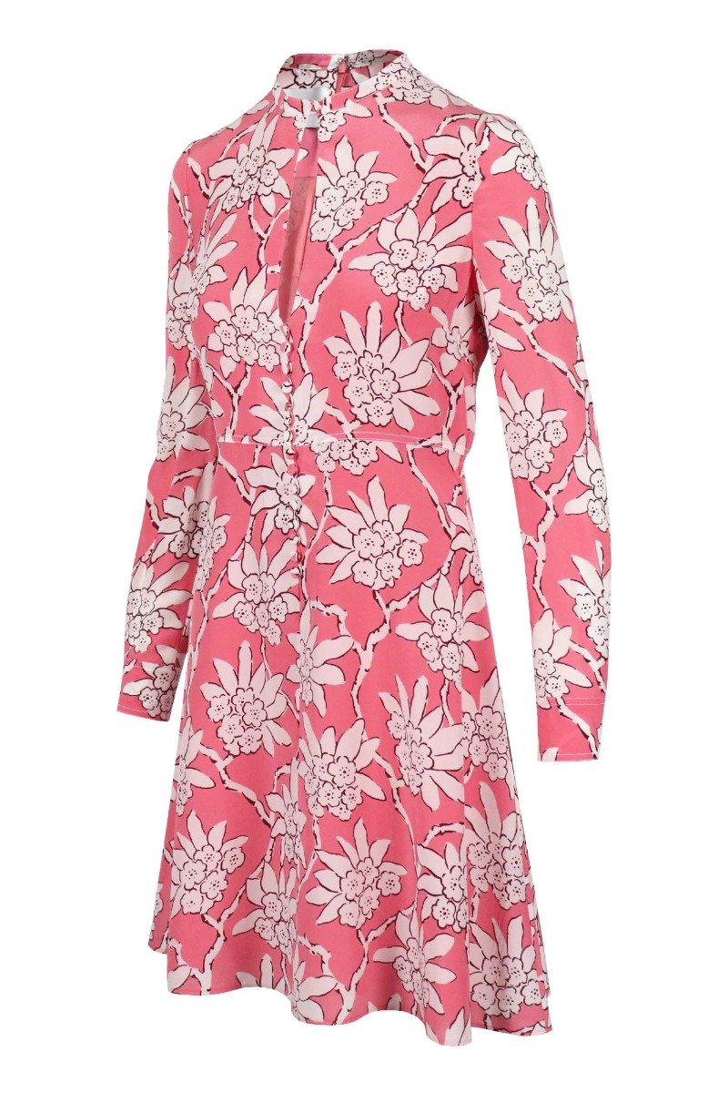 Flower Patterned Dress Valentino Dress Floral Prints Women Long Sleeves
