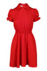 Mini Dress Women Fashion Valentino Viscose-Blend Short-Sleeve Sharp Smocked Casual Stylish