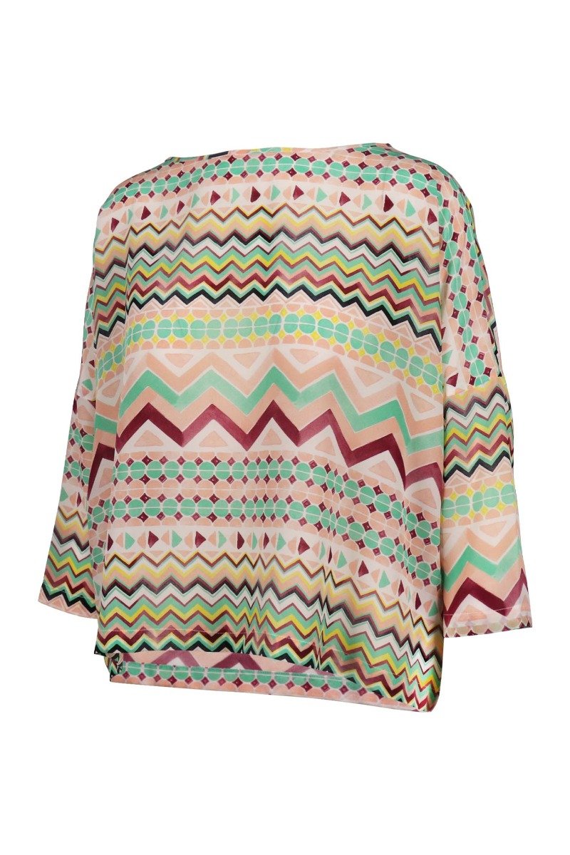 Geometric Blouse Silk Women Fashion Casual Designer 
