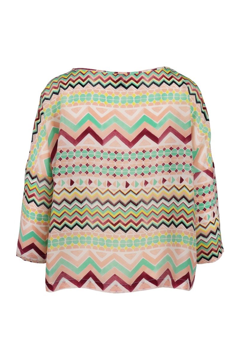 Geometric Blouse Silk Women Fashion Casual Designer 