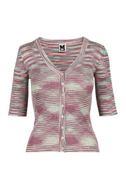 Mini Striped Cardigan Women Fashion M Missoni Cotton-Blend Short-Sleeve Pattern Casual Classic