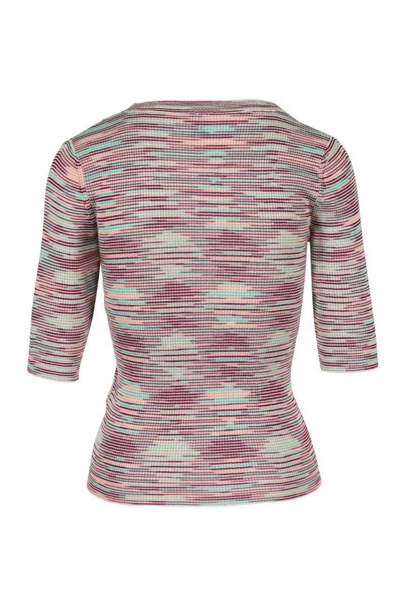 Mini Striped Cardigan Women Fashion M Missoni Cotton-Blend Short-Sleeve Pattern Casual Classic