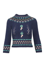 Sweet Embroidery Jumper Women Fashion M Missoni Cotton Blend Long Sleeve Design Chic