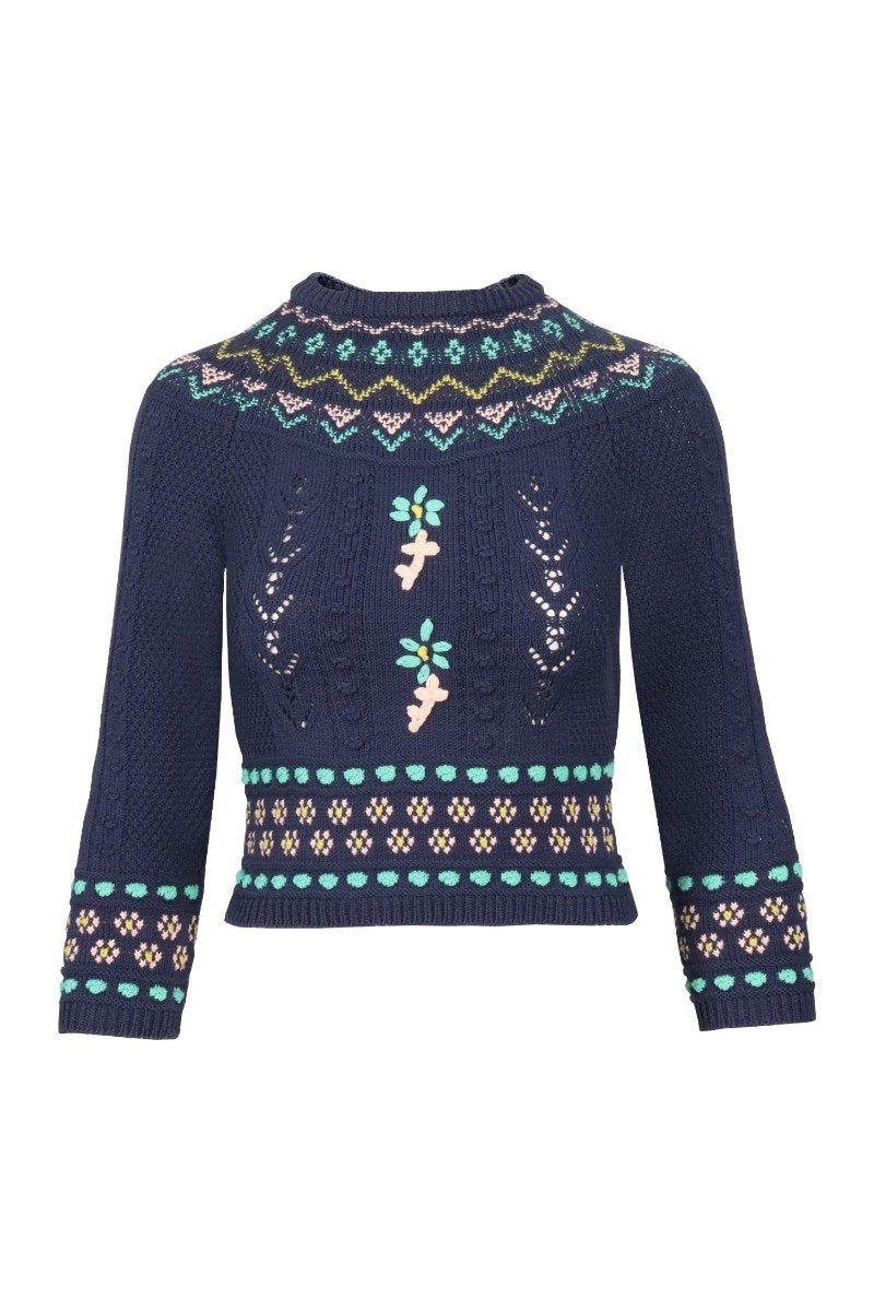 Sweet Embroidery Jumper Women Fashion M Missoni Cotton Blend Long Sleeve Design Chic
