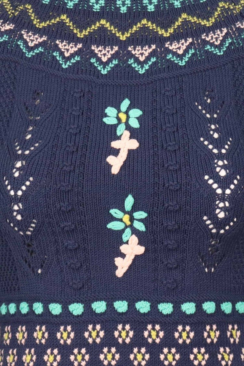 Sweet Embroidery Jumper Women Fashion M Missoni Cotton Blend Long Sleeve Design Chic