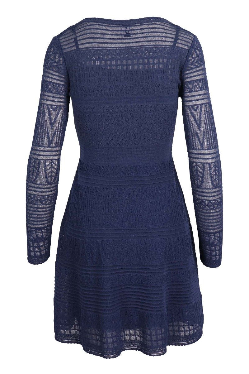 Patterned Knit Dress Women Fashion M Missoni Cotton Blend Long Sleeve Flared 