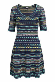 Geo Interplay Dress Short Sleeves Women Fashion Casual Dress