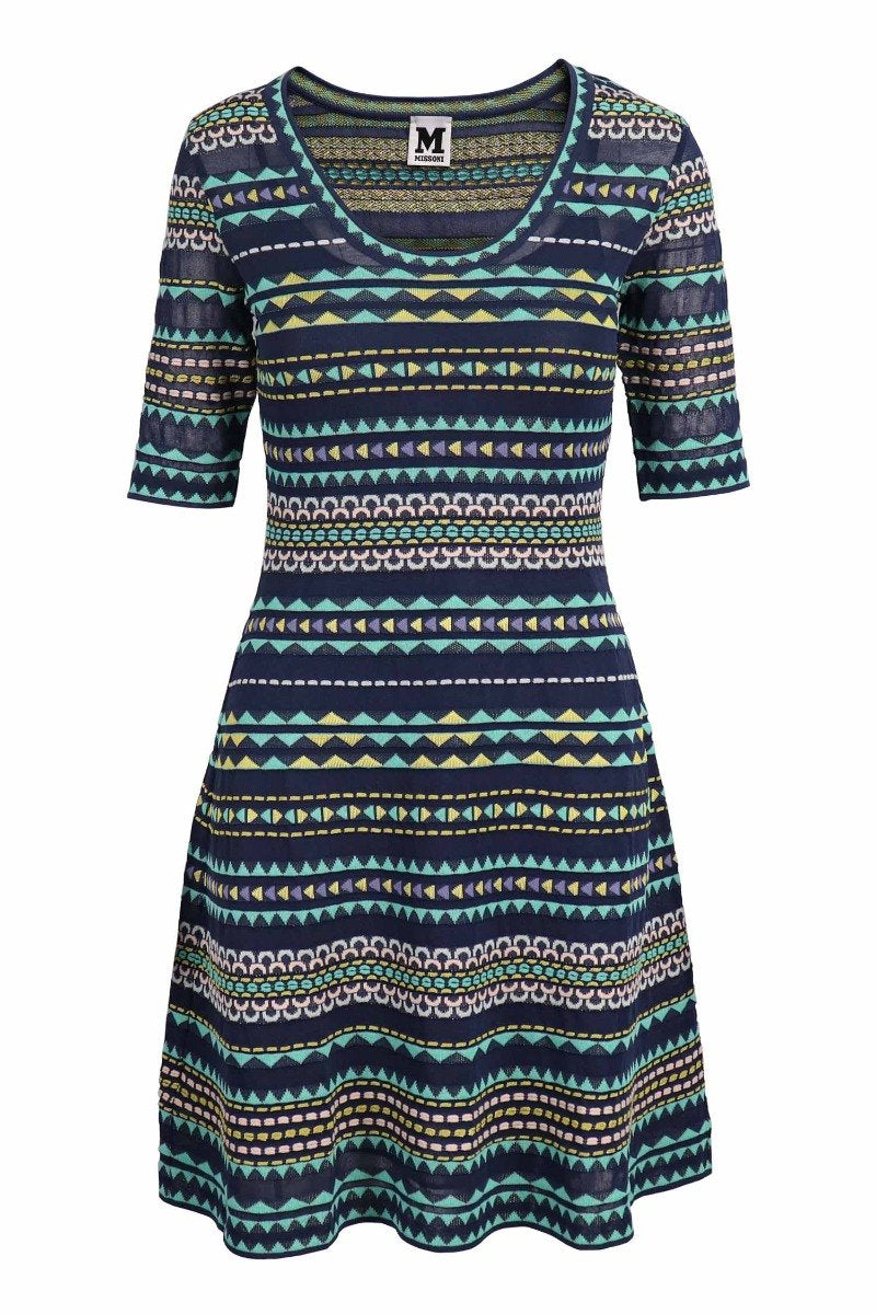 Geo Interplay Dress Short Sleeves Women Fashion Casual Dress