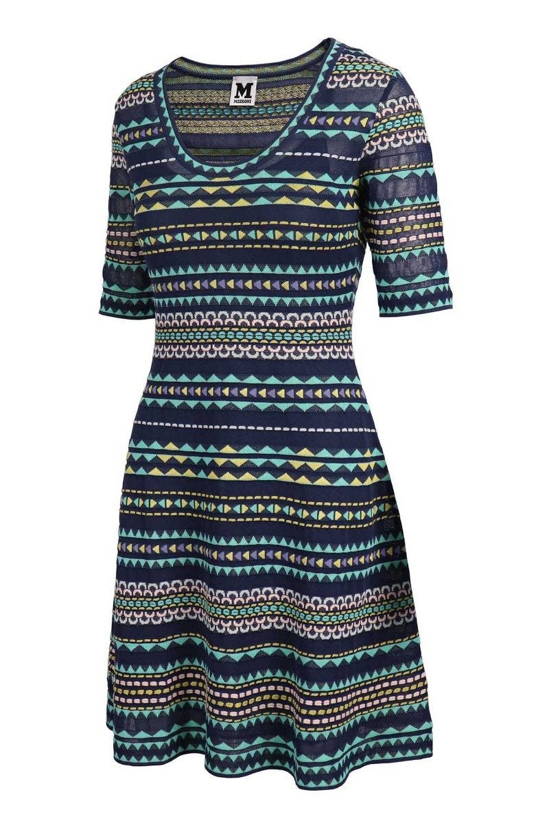 Geo Interplay Dress Short Sleeves Women Fashion Casual Dress