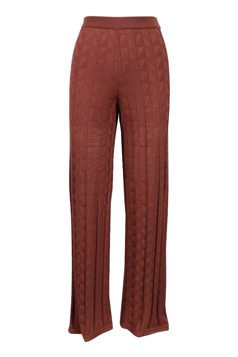 Triangles Flared Pant M MISSONI Virgin Wool Elastic Long Fashion Design 