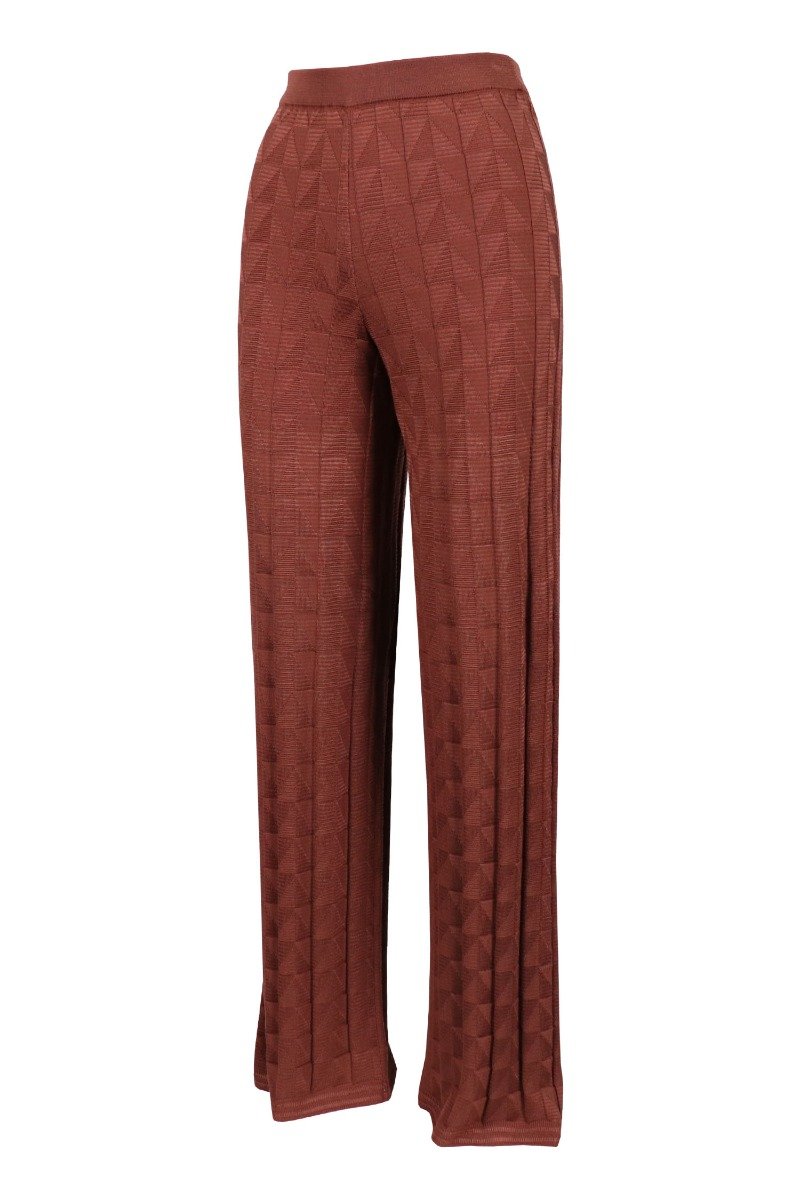 Triangles Flared Pant M MISSONI Virgin Wool Elastic Long Fashion Design 