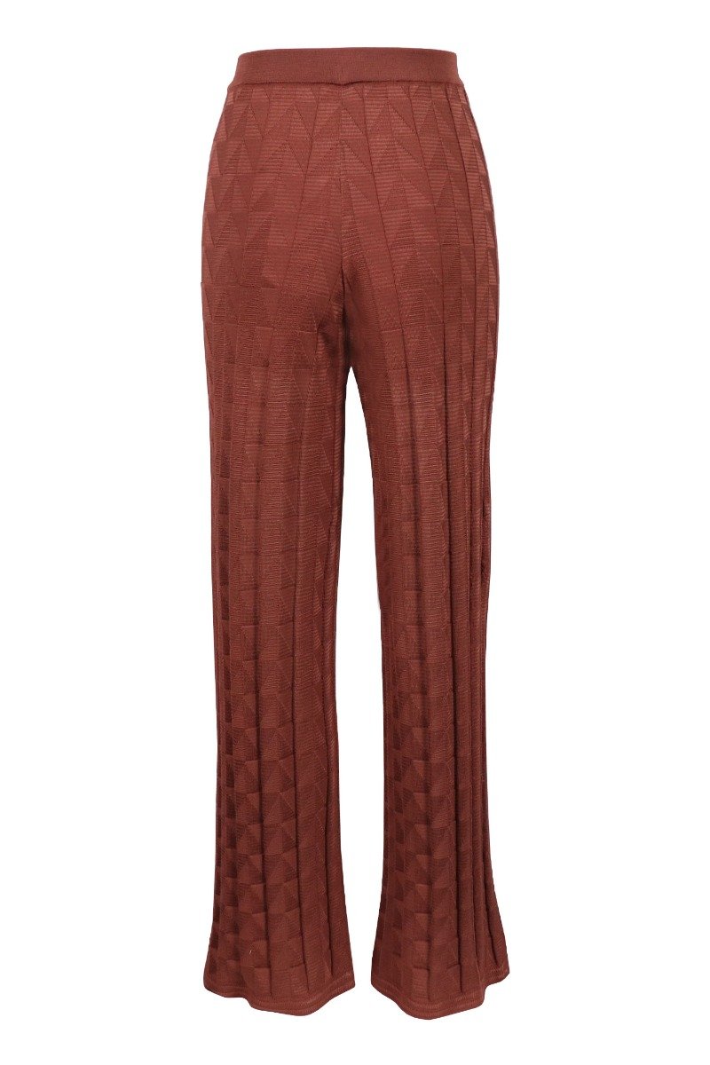 Triangles Flared Pant M MISSONI Virgin Wool Elastic Long Fashion Design 