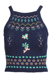 Sweet Embroidery Top Women Fashion M Missoni Cotton Blend Detail Design Sleeveless Chic