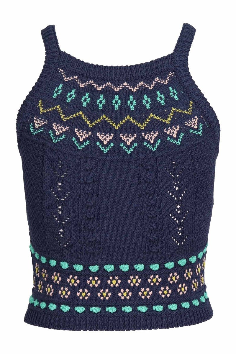 Sweet Embroidery Top Women Fashion M Missoni Cotton Blend Detail Design Sleeveless Chic