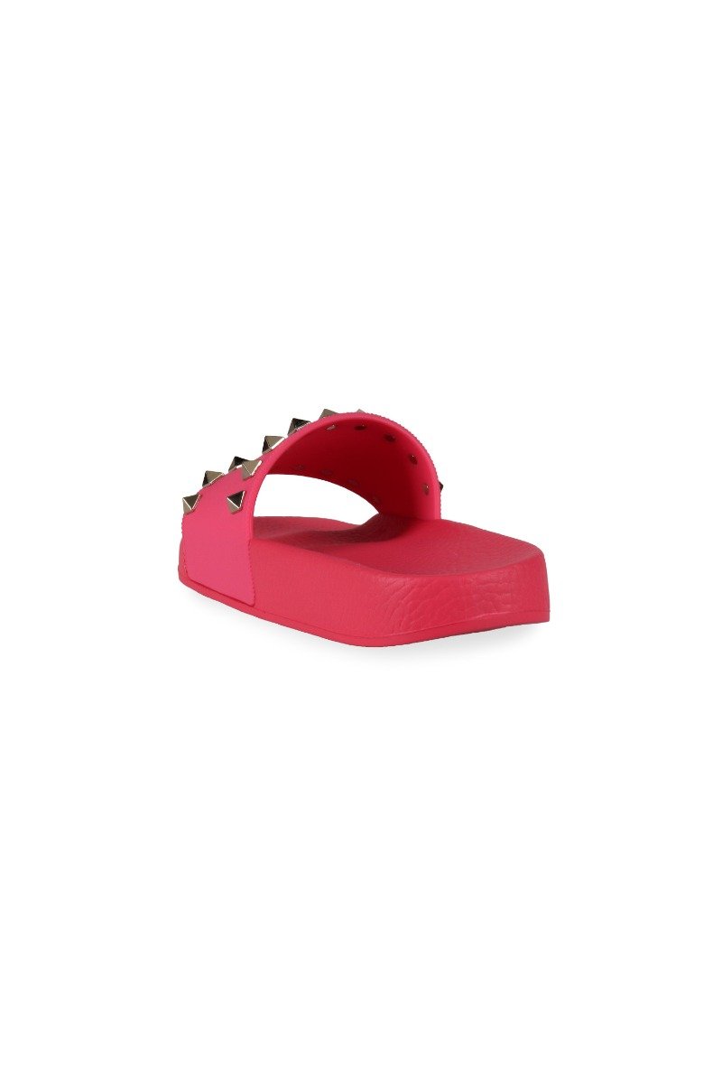 Pvc Rockstud Pool Slide Women Fashion Valentino Calfskin-Leather Slipper