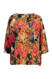 Volcanoes Erupting Top Silk Stylish Sharp Long Sleeve Trendy M MISSONI
