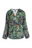 Evil Eyes Blouse V Neck Ladies Women Long Sleeves Floral Prints Pattern