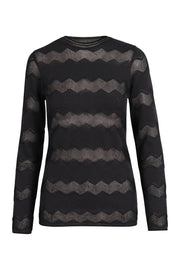 Zigzag Knit Top Round Neck Long Sleeves Viscose Blend Stylish m missoni