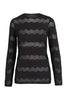 Zigzag Knit Top Round Neck Long Sleeves Viscose Blend Stylish m missoni