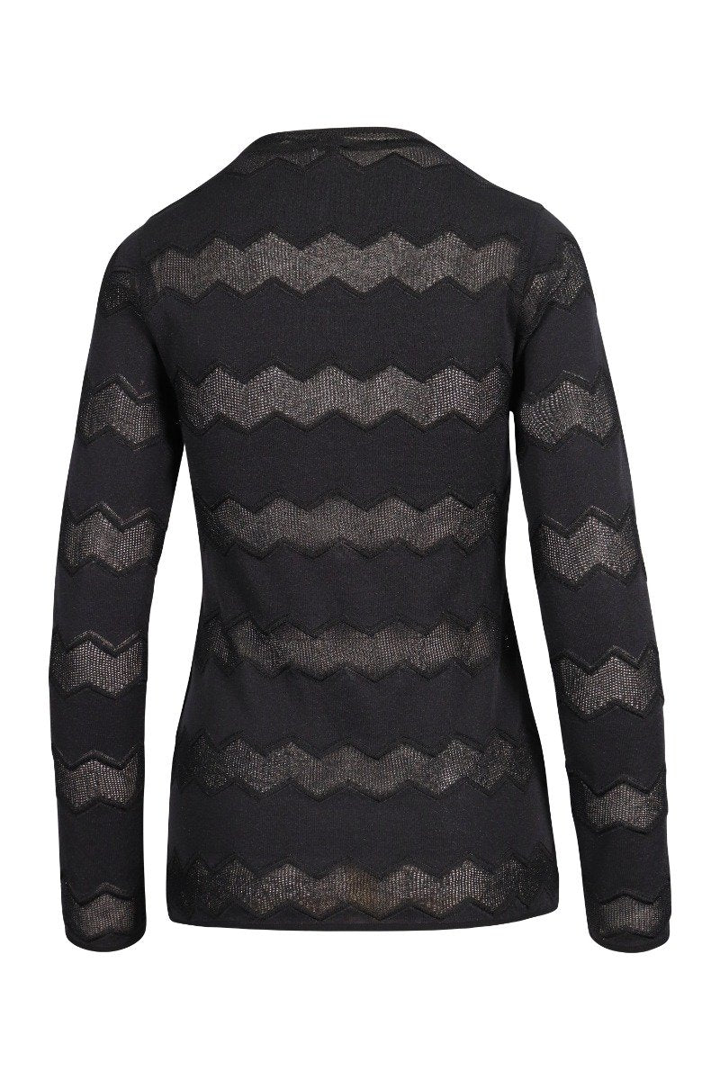 Zigzag Knit Top Round Neck Long Sleeves Viscose Blend Stylish m missoni