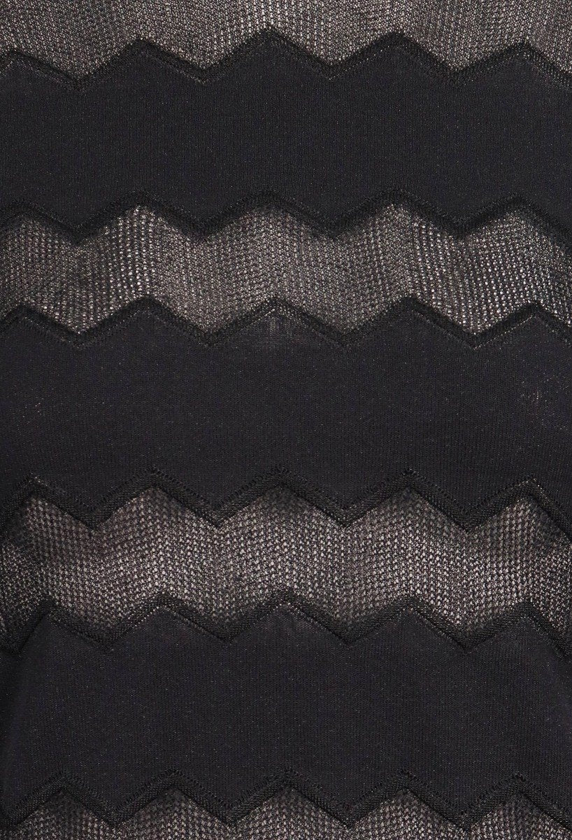Zigzag Knit Top Round Neck Long Sleeves Viscose Blend Stylish m missoni