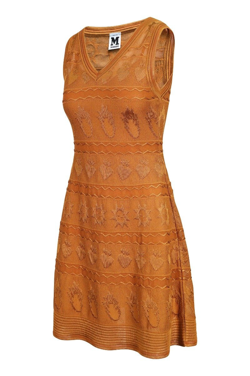 Geometric Knit Dress V Neck Sleeveless Casual Dress Women Fashion