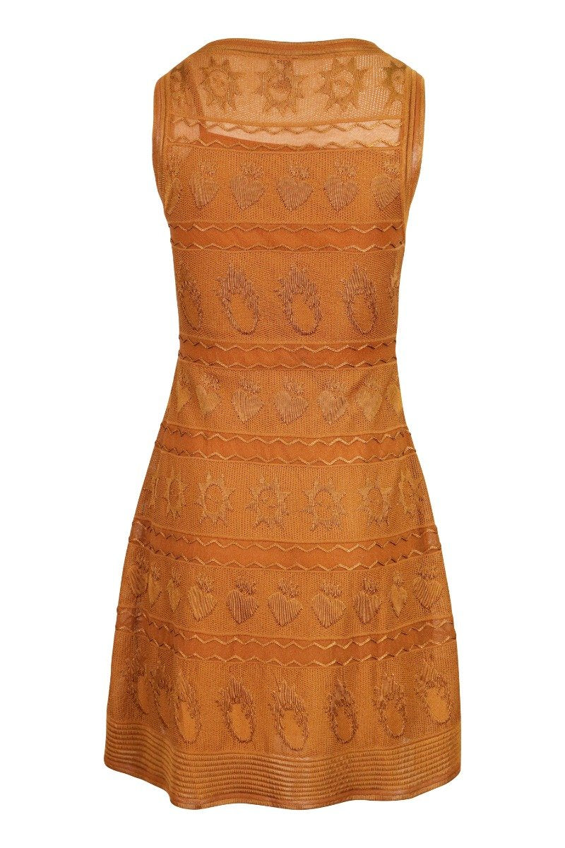 Geometric Knit Dress V Neck Sleeveless Casual Dress Women Fashion