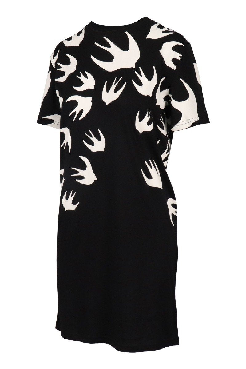 Swallow T-Shirt Dress Women Fashion MCQ Cotton Short Sleeve Casual Onepiece