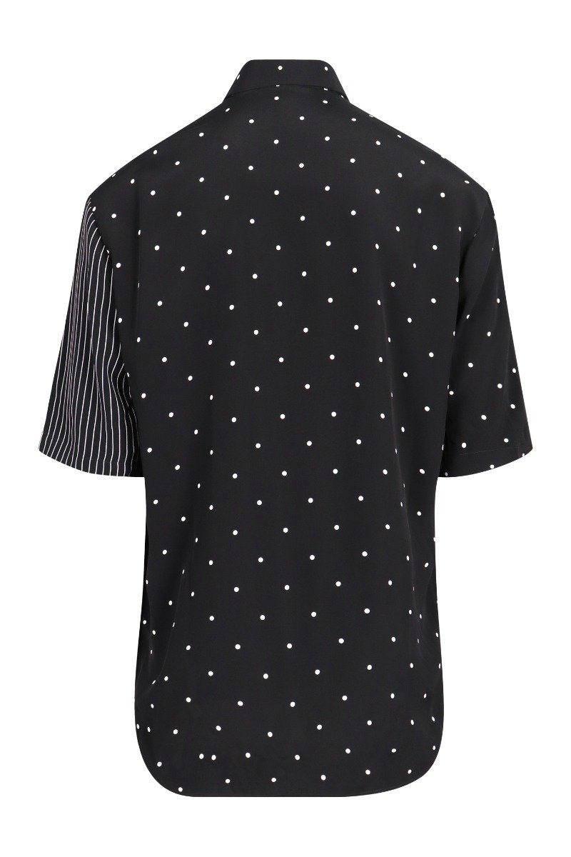 Polka Dot & Stripe Shirt Men Fashion MCQ Pattern Viscose Short-Sleeve Stylish Trendy Casual