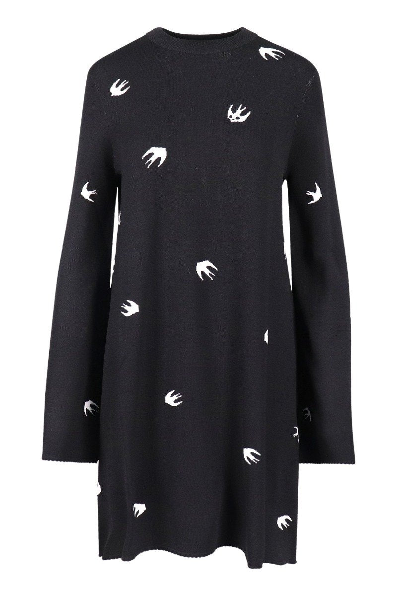 Swallow Knit Dress Women Fashion MCQ Viscose Blend Long Sleeve Onepiece 