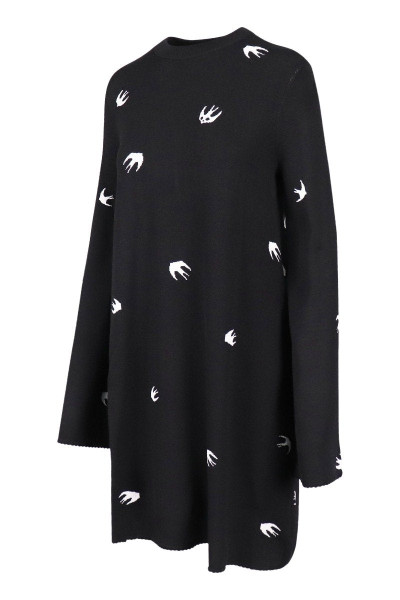 Swallow Knit Dress Women Fashion MCQ Viscose Blend Long Sleeve Onepiece 