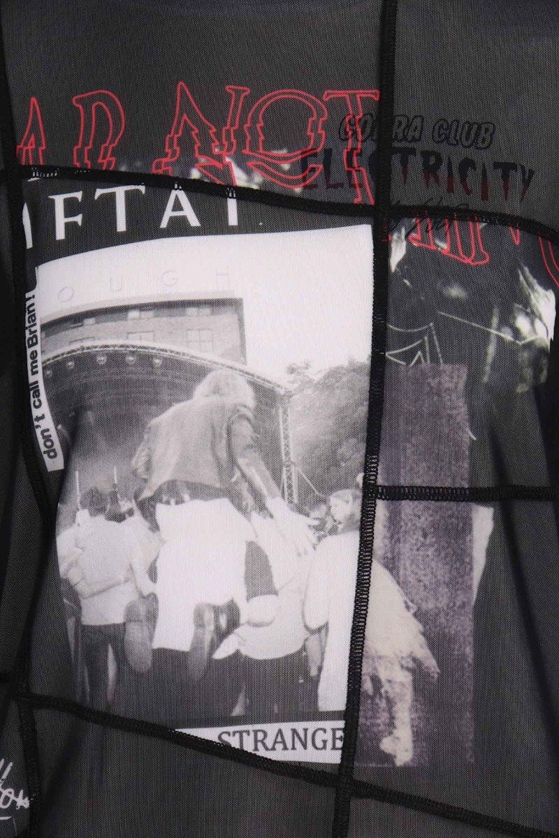 Punk Patchwork T-Shirt Women Fashion MCQ Polyester Short-sleeve Mesh Jersey Stylish
