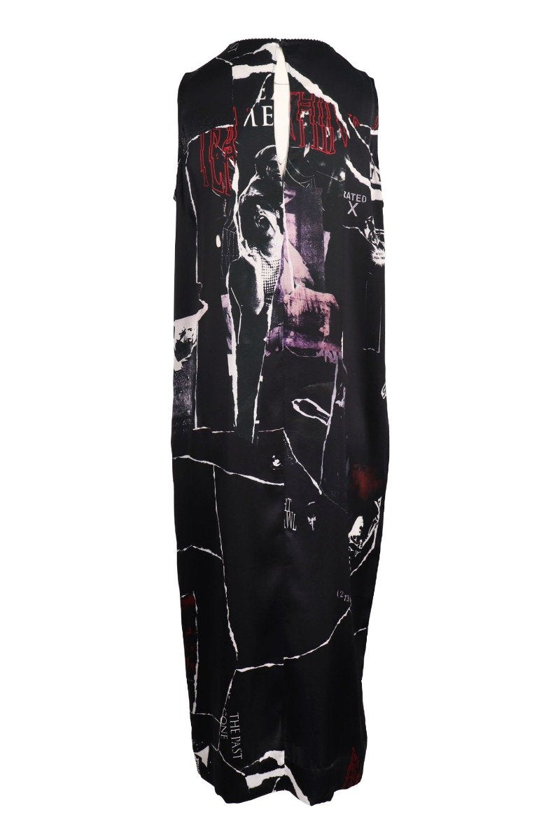 Punk Patchwork Dress Women Fashion MCQ Silk Sleeveless Stylish Designer Chic