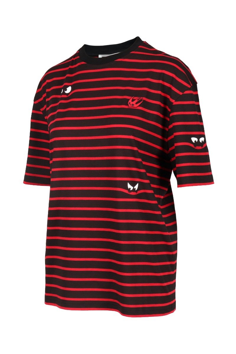 Monster Stripe T-Shirt Women Fashion MCQ Cotton Short-Sleeve Pattern Casual Tee